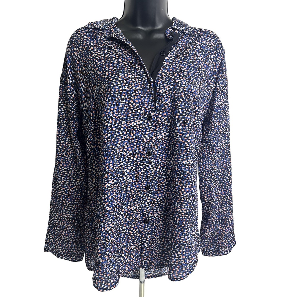 Splendid Shirt Womens XS Animal Print‎ Button Up Long Sleeve Rayon Blouse